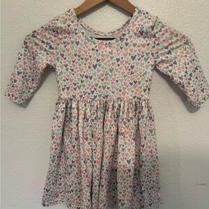 Adorable Heart Print Kids Casual Dress